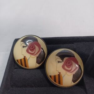 #2076 Vintage Art Deco Roberto Tortoli Style Post Earrings
